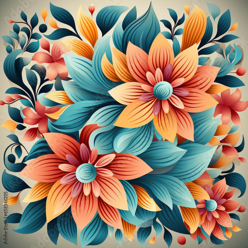 beautiful colorful fillagree pattern. Warm color palette