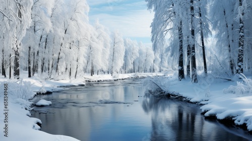 winter river in the forest © Aliaksei
