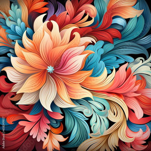 beautiful colorful fillagree pattern. Warm color palette