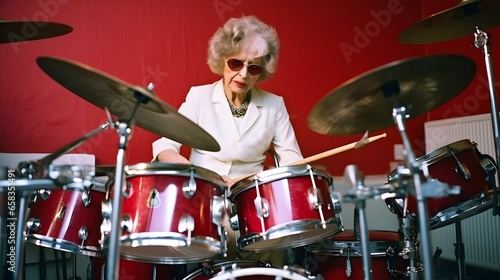 Elderly Musician Shares Drumming Talents with a Beaming Smile