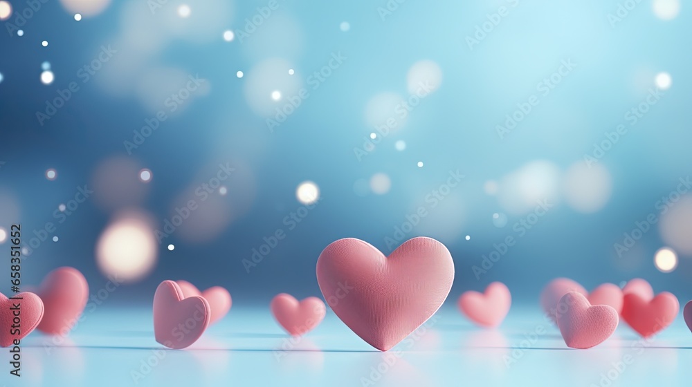 a group of pink hearts sitting on top of a table. generative ai a group of pink hearts sitting on top of a table. generative ai