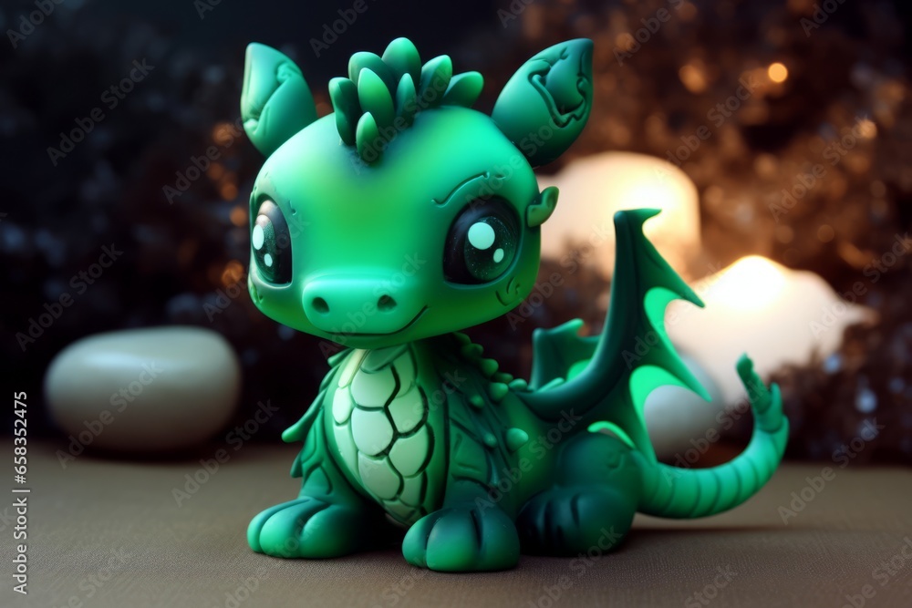 Cute Green Wood dragon, symbol of 2024 Chinese New Year Cute Green Wood dragon, symbol of 2024 Chinese New Year