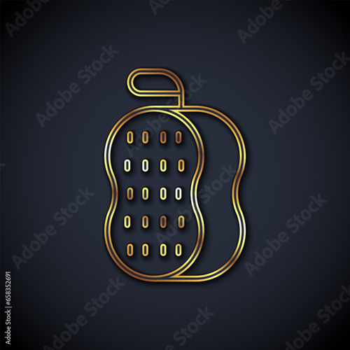Gold line Washcloth icon isolated on black background. Bath house sauna washcloth sign. Item for pleasure and relaxing. Vector