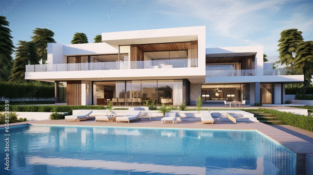 custom made wallpaper toronto digitalview of a great new property with a pool.