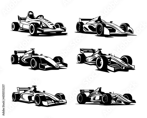 Silhouette Racing Car Vector Illustrations Collection