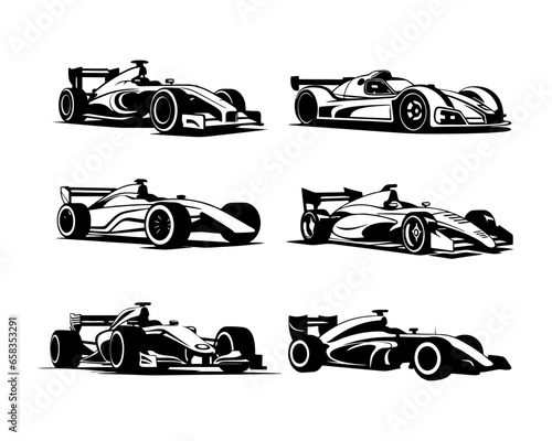 Silhouette Racing Car Vector Illustrations Collection