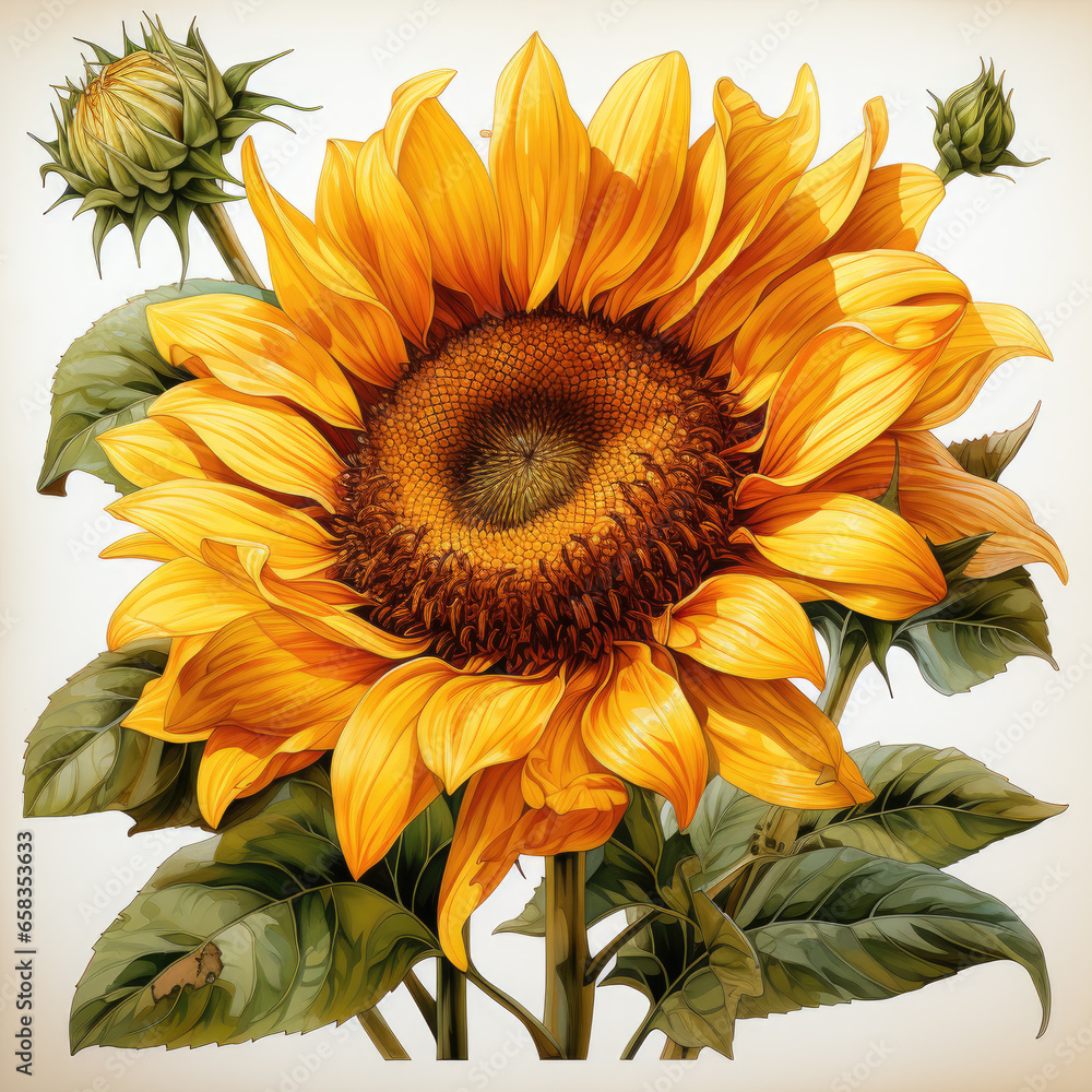 watercolor sunflower clipart, generative ai watercolor sunflower clipart, generative ai