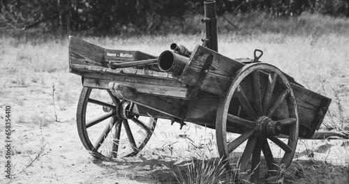 Old Peasant Asian Cart Of With Ammunition. photo