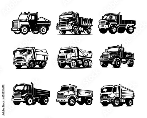 Silhouette Mining Truck Vector Illustrations Collection