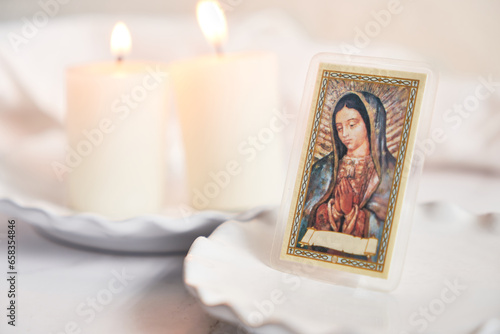 Image of our lady the virgin of guadalupe, an important religious figure in mexico. photo