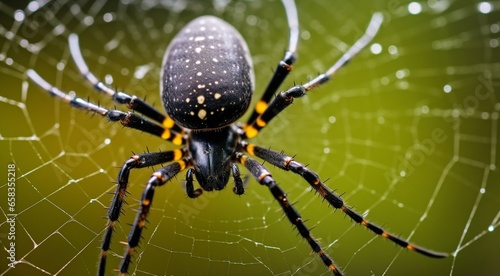 close-up of spider on a web, wild spider, spider on wildlife, spider with the web, wild spider on his web, macro view of spider