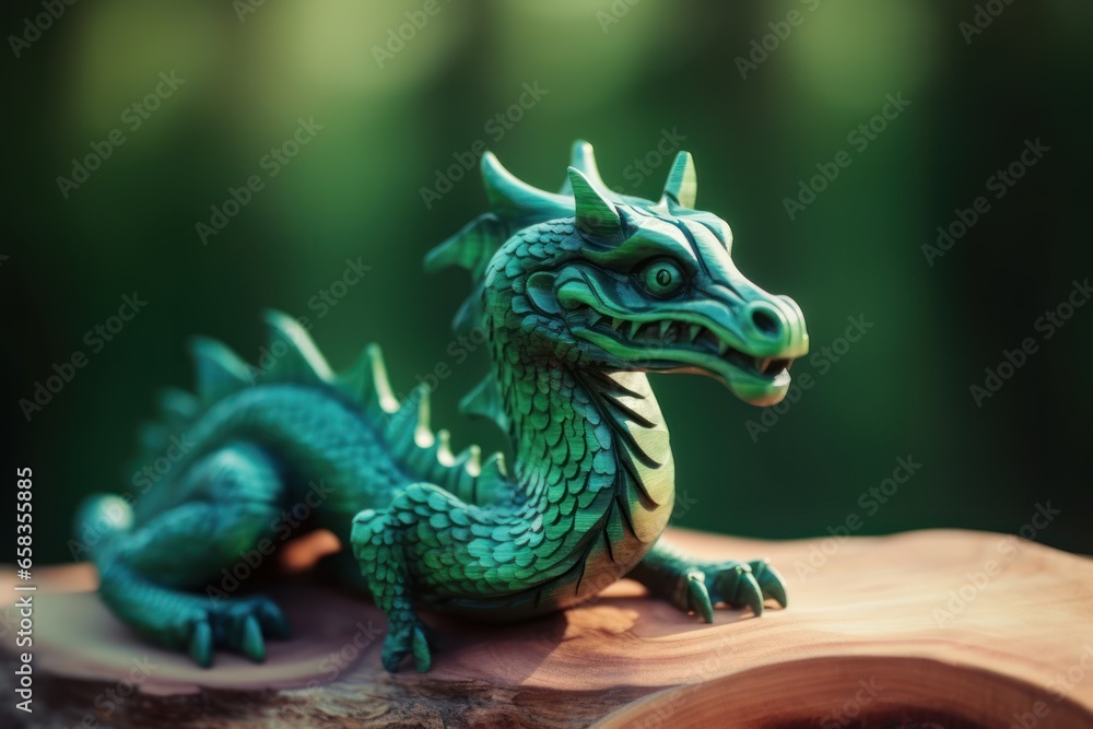 Fototapeta premium Green Wood dragon, symbol of 2024 Chinese New Year