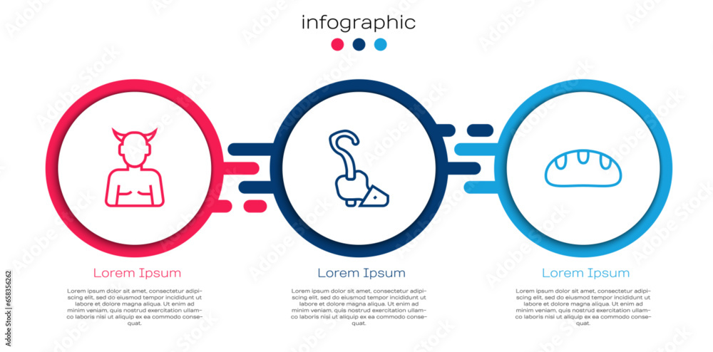 Set line Krampus, heck, Magic staff and Bread loaf. Business infographic template. Vector Set line Krampus, heck, Magic staff and Bread loaf. Business infographic template. Vector