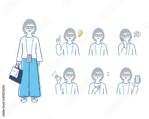 女性の表情　バリエーションセット