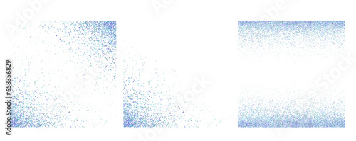set of square frames of blue glitter snow sparkles