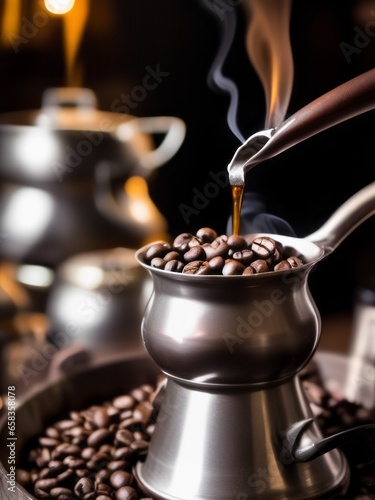 Hot coffee in the Arabic dallah