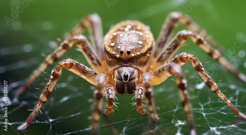 close-up of spider on a web, wild spider, spider on wildlife, spider with the web, wild spider on his web, macro view of spider © Gegham