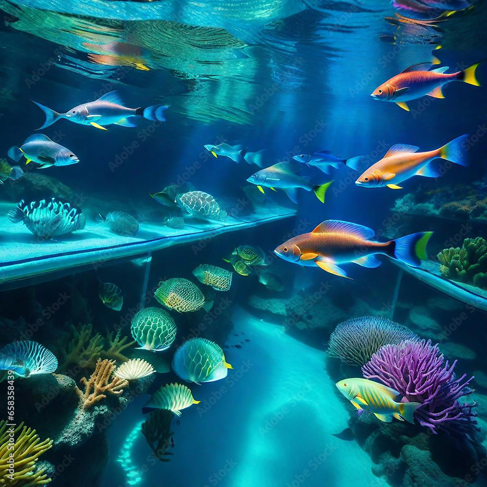 Obraz premium Oceanic Utopia: Journey into the AquaMetropolis of Tomorrow