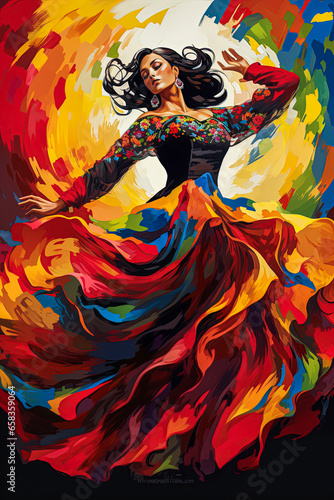 Generative AI illustration of Flamenco dancer on Andalusian