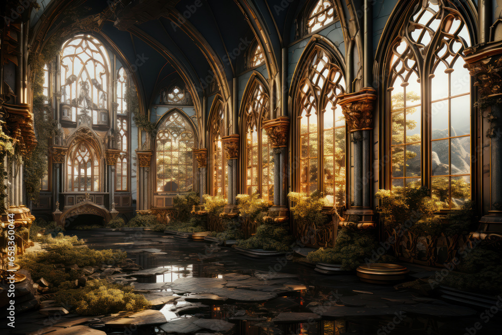 The intricate architecture of a historic cathedral, showcasing awe-inspiring craftsmanship. Concept of architectural beauty. Generative Ai. The intricate architecture of a historic cathedral, showcasing awe-inspiring craftsmanship. Concept of architectural beauty. Generative Ai.