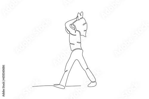 A man migrates abroad. International migrants day one-line drawing