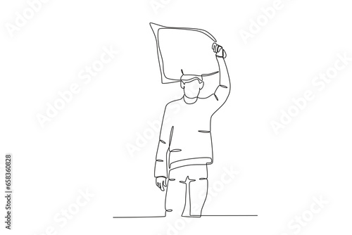 A man preparing for migration. International migrants day one-line drawing