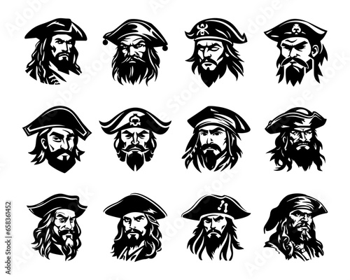 Silhouette Pirate Vector Illustrations Collection