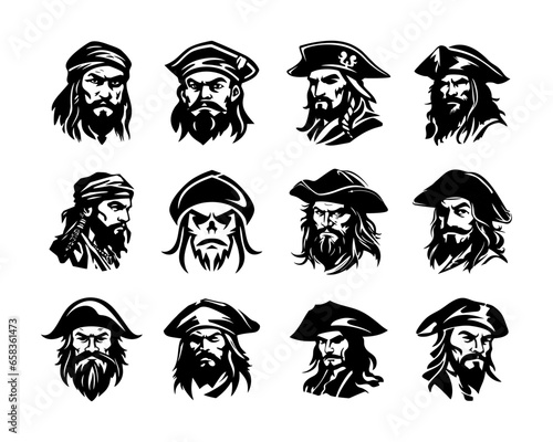 Silhouette Pirate Vector Illustrations Collection