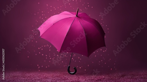  a pink umbrella with a black handle on a pink background. generative ai