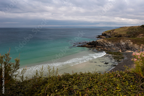 Cornish cove - green and blue sea with beach