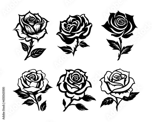 Fototapeta Naklejka Na Ścianę i Meble -  Rose Flower Illustrations Collection