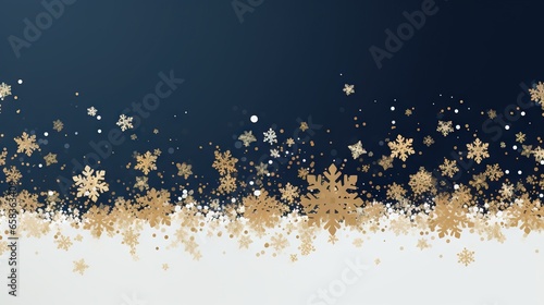  a blue and gold background with snowflakes and stars. generative ai