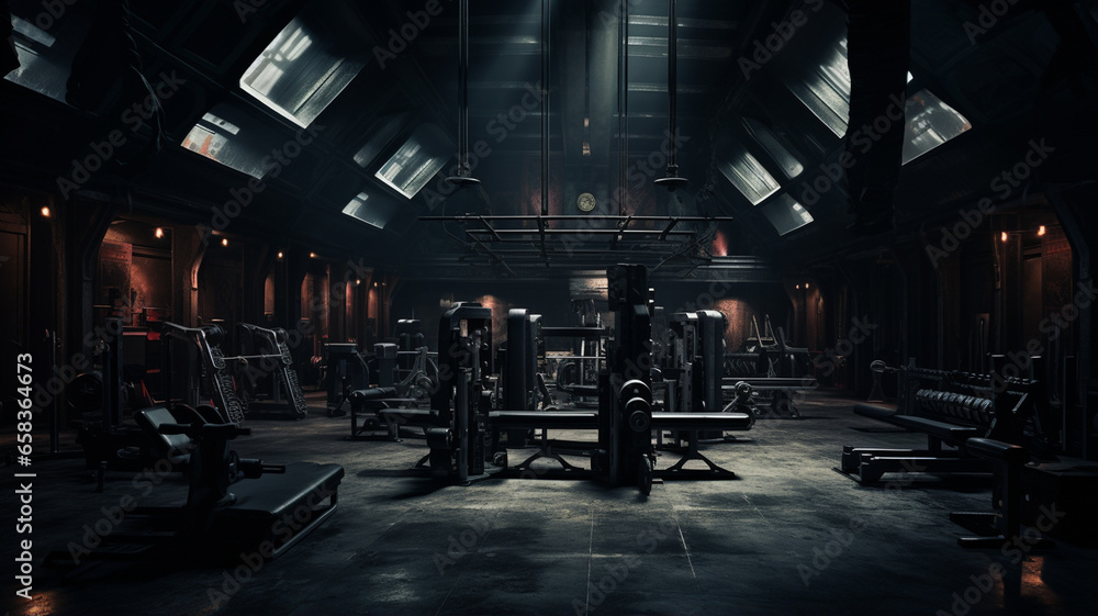 interior with fitness equipment in gym