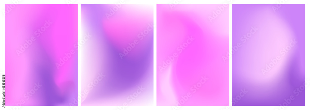 Soft gradient background collection in pastel pink and purple colors. Modern banner with blurred effect. Vector design for covers, wallpapers, branding and other projects.