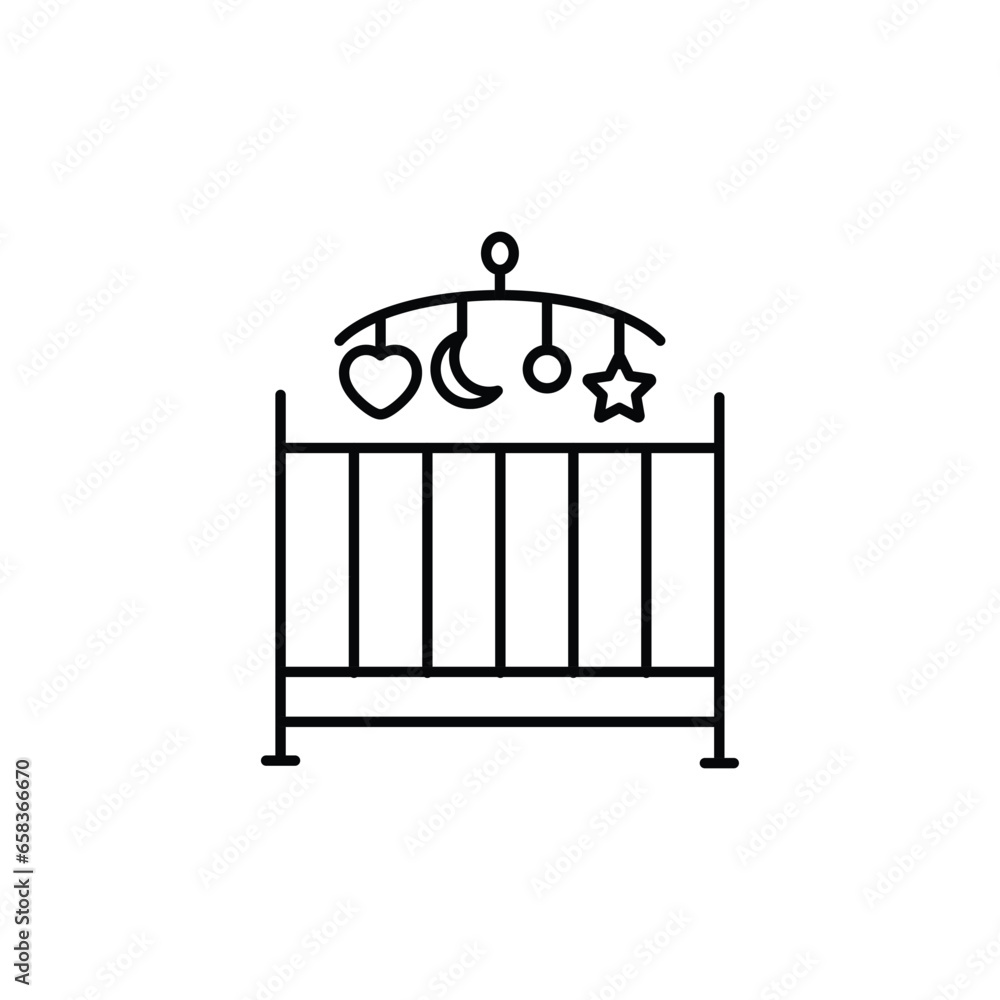 baby bed with crib icon vector children furniture icon baby bed with crib icon vector children furniture icon