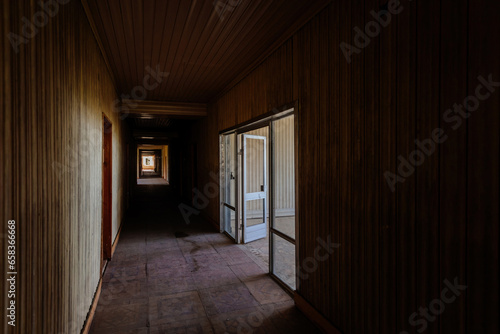 Dark corridor of old school or institute