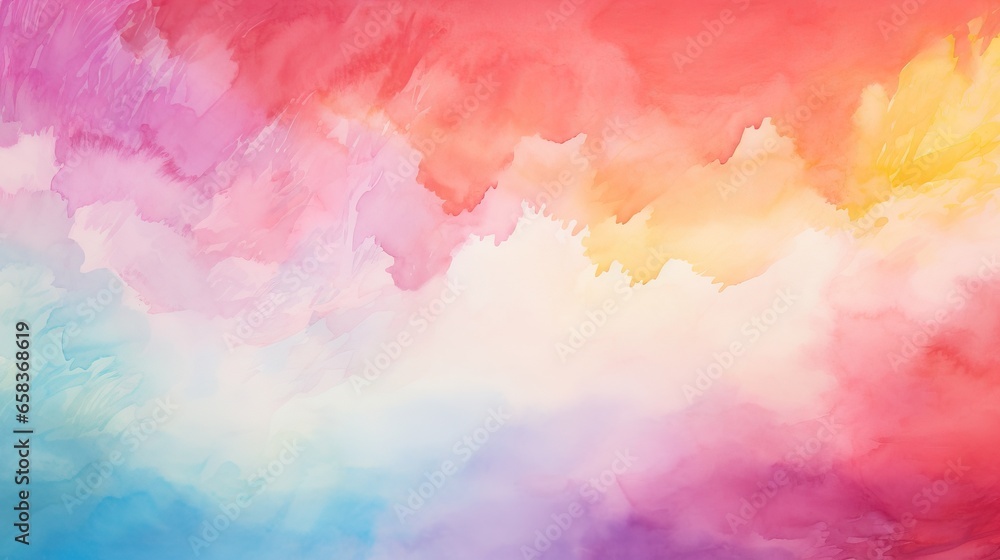  a painting of a multicolored sky with clouds in the background.  generative ai