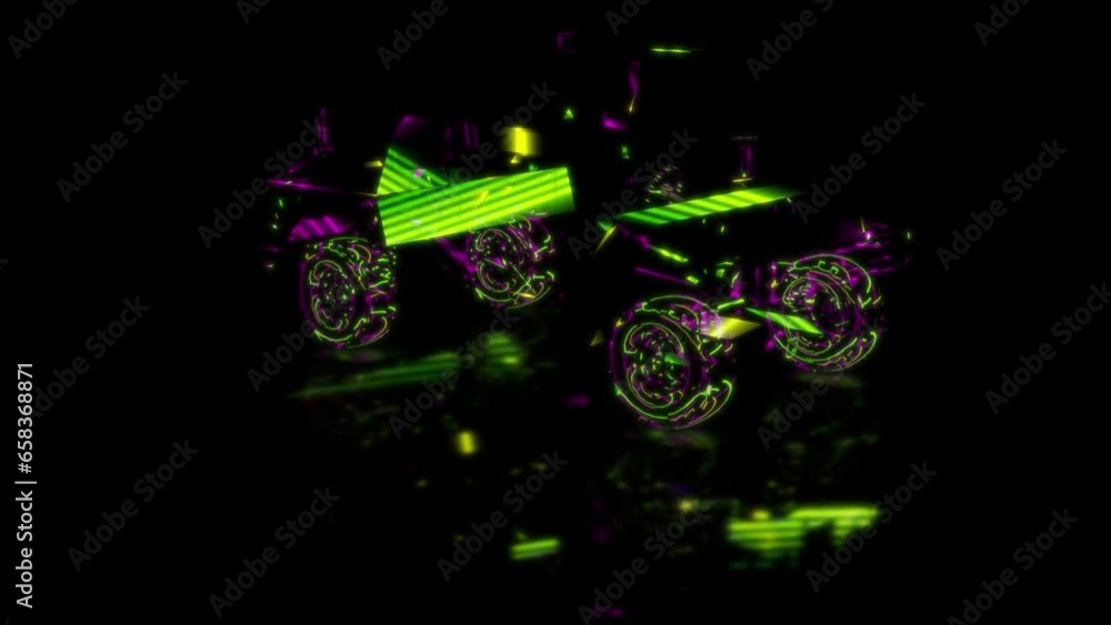 custom made wallpaper toronto digitalrender 3D animation of the model suv miltary on a black background future technology screen