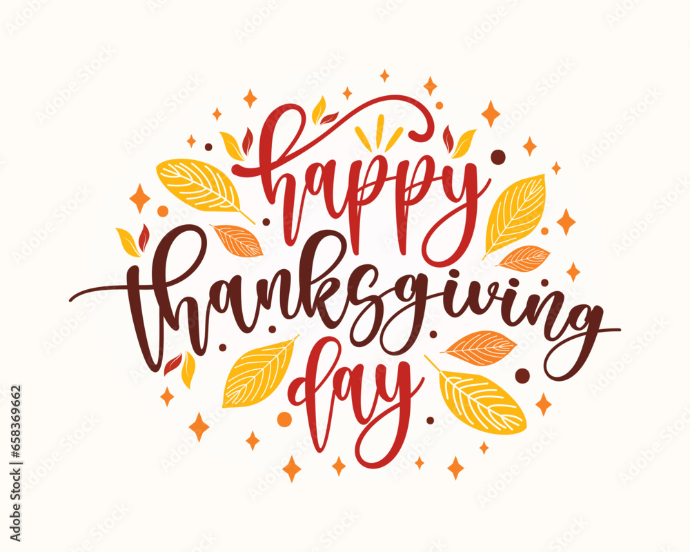 Happy thanksgiving Day flat typography design