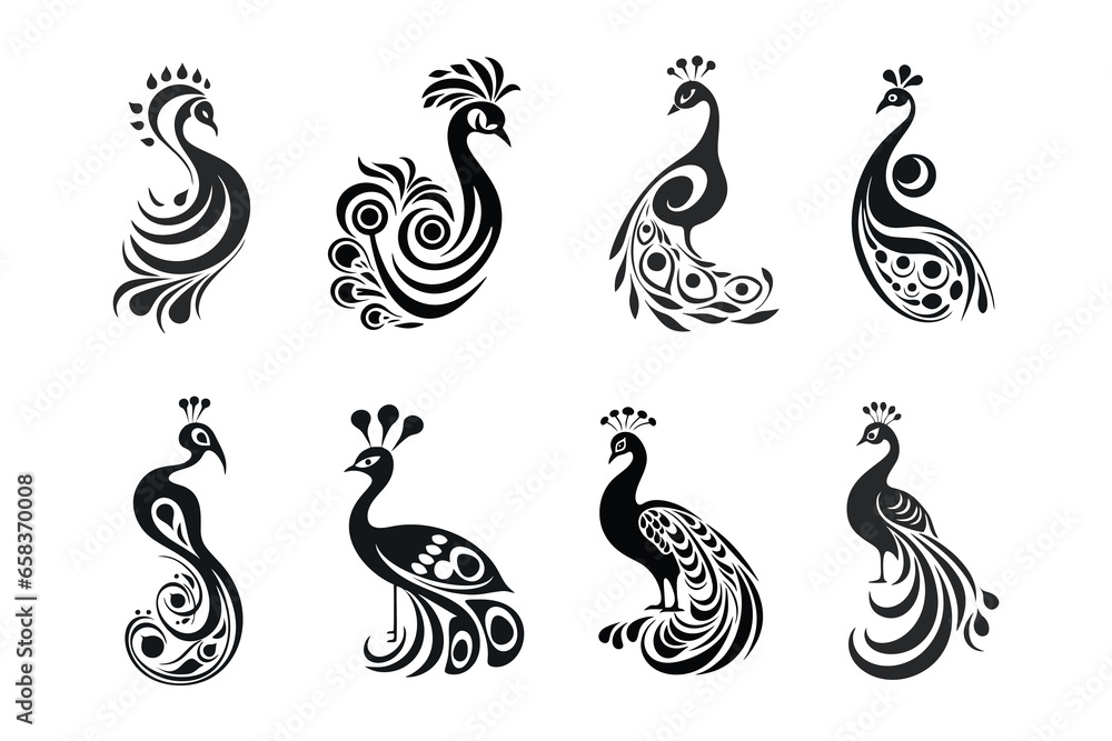 Fototapeta premium Peacock Ornamental Vector Collection