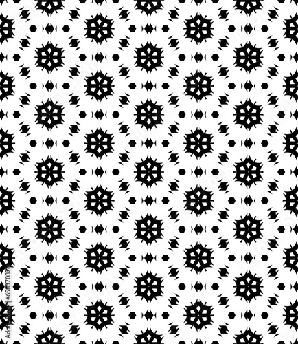 Wallpaper Mural Black and white seamless abstract pattern. Background and backdrop. Grayscale ornamental design. Mosaic ornaments. Vector graphic illustration. EPS10. Torontodigital.ca