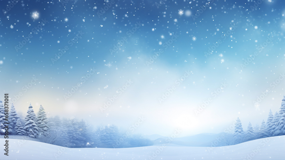Immerse yourself in the charm of a Christmas winter background, featuring a snowy sky, an assortment of snowflake variations Immerse yourself in the charm of a Christmas winter background, featuring a snowy sky, an assortment of snowflake variations