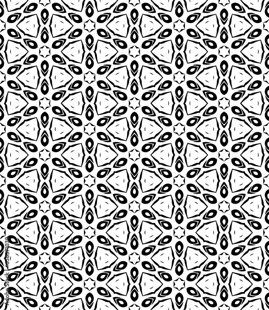 Black and white seamless abstract pattern. Background and backdrop. Grayscale ornamental design. Mosaic ornaments. Vector graphic illustration. EPS10. Black and white seamless abstract pattern. Background and backdrop. Grayscale ornamental design. Mosaic ornaments. Vector graphic illustration. EPS10.