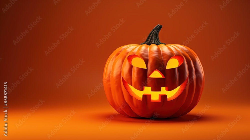 a jack o lantern pumpkin with glowing eyes and a jack o lantern face. generative ai a jack o lantern pumpkin with glowing eyes and a jack o lantern face. generative ai