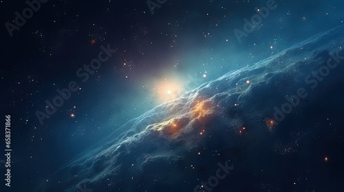  an image of a space scene with stars and a bright light. generative ai