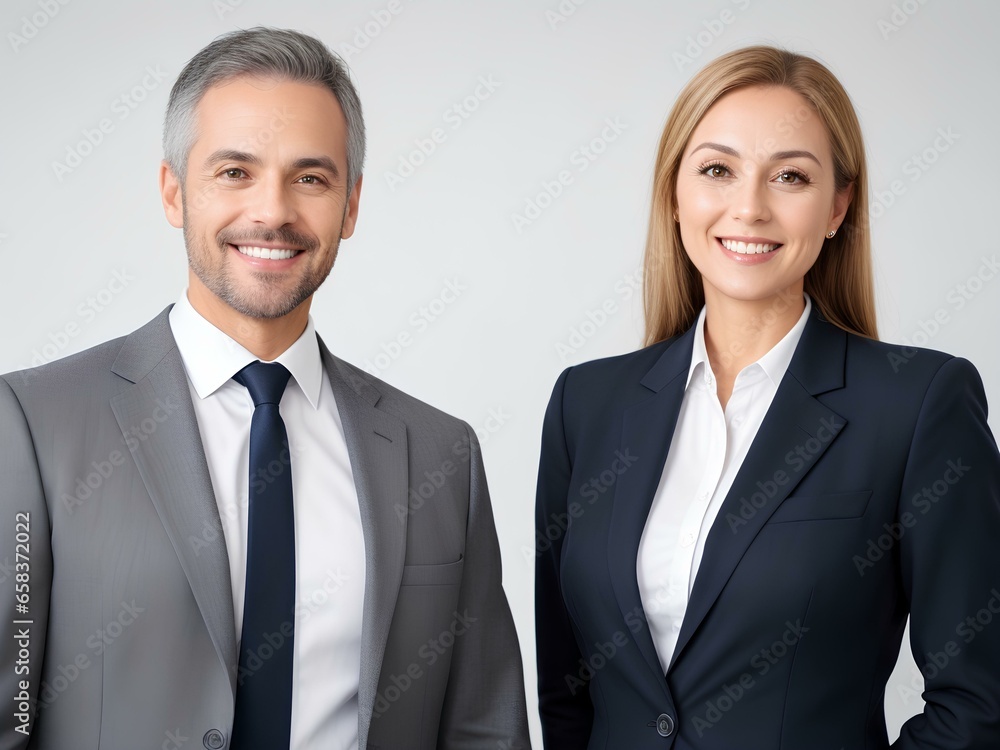 portrait of two business people poses in studio portrait of two business people poses in studio