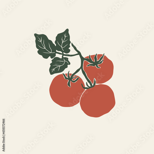 Flat vector tomato branch illustration
