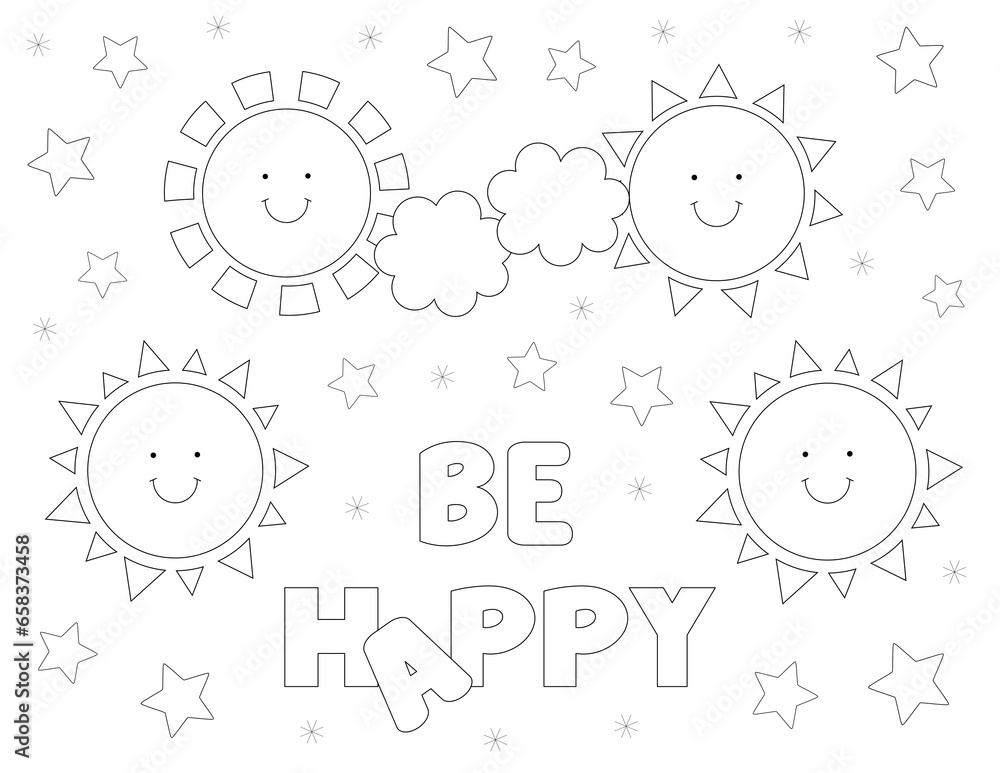 be happy coloring page for adults and children. you can print it on