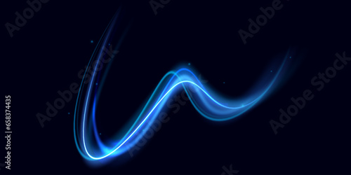 Luminous blue lines png of speed. Light glowing effect png. Abstract motion lines