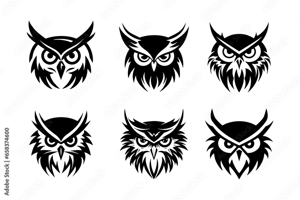 Head Owl Vector Illustrations Collection Head Owl Vector Illustrations Collection